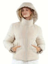 Damen-Pufferjacke mit abnehmbarer Kapuze - Wintertaugliche winddichte Jacke